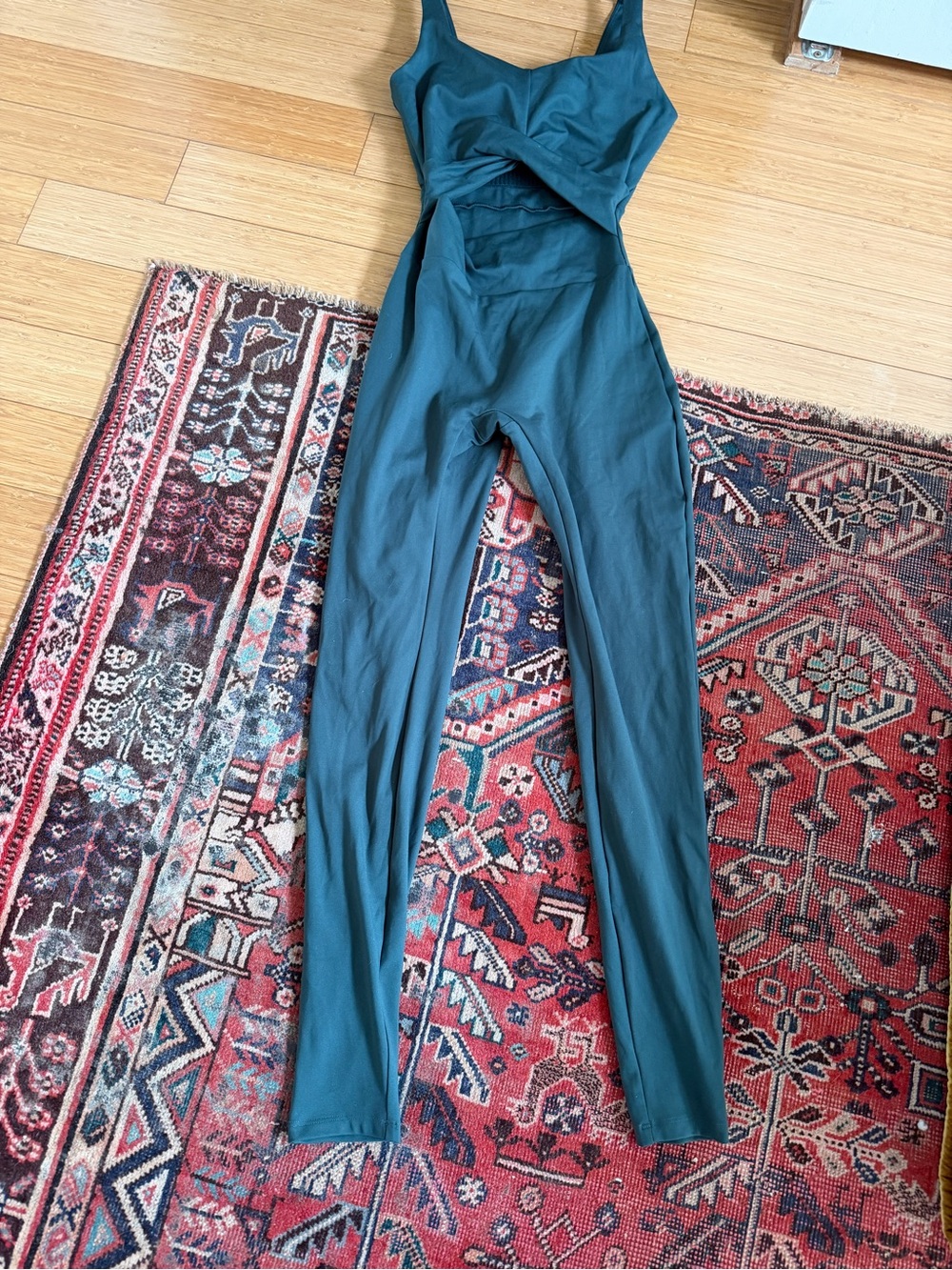 girlfriend collective Teal Twist-Front bodysuit